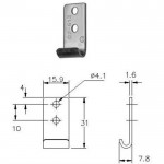 SLUITHAAK VOOR AANTREKSLUITING 46X38MM PROTEX RVS 02-613SS 15.9X31X1.6 VLAK ( a 1 st  )